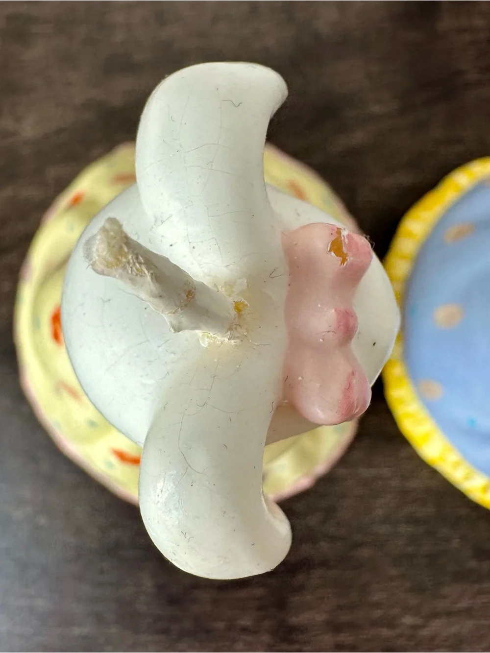 Vintage Easter Bunny Wax Candles Set of 2 Pastel Dress Unburned Retro Kitsch